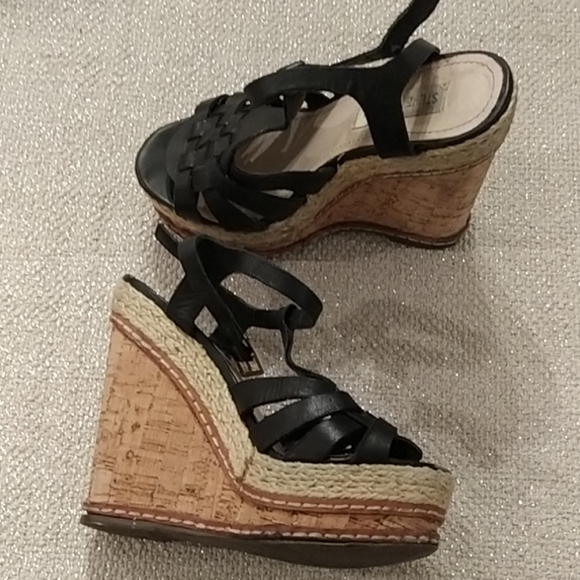 Steve Madden Size 6 Wedges Leather & Cork - Picture 4 of 4